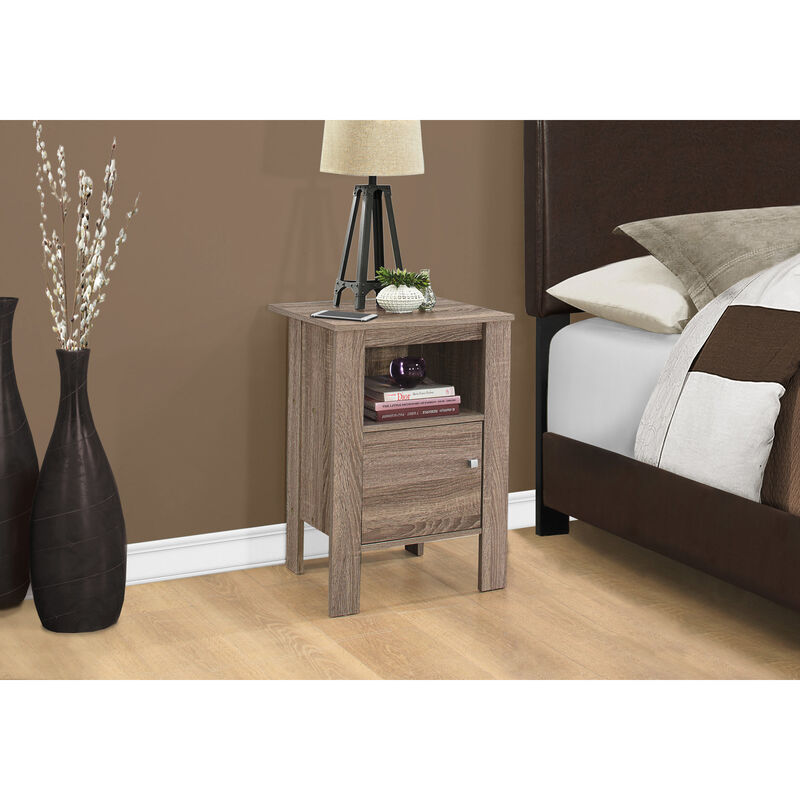 Monarch Specialties I 2136 Accent Table, Side, End, Nightstand, Lamp, Storage, Living Room, Bedroom, Laminate, Brown, Transitional