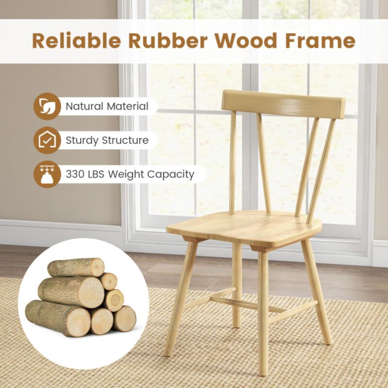 Hivvago Windsor Style Armless Chairs with Solid Rubber Wood Frame