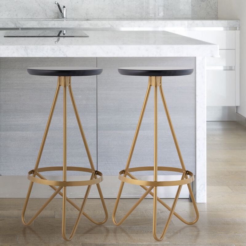 Spiroa 30" Modern Industrial Metal Backless Circular Bar Stool
