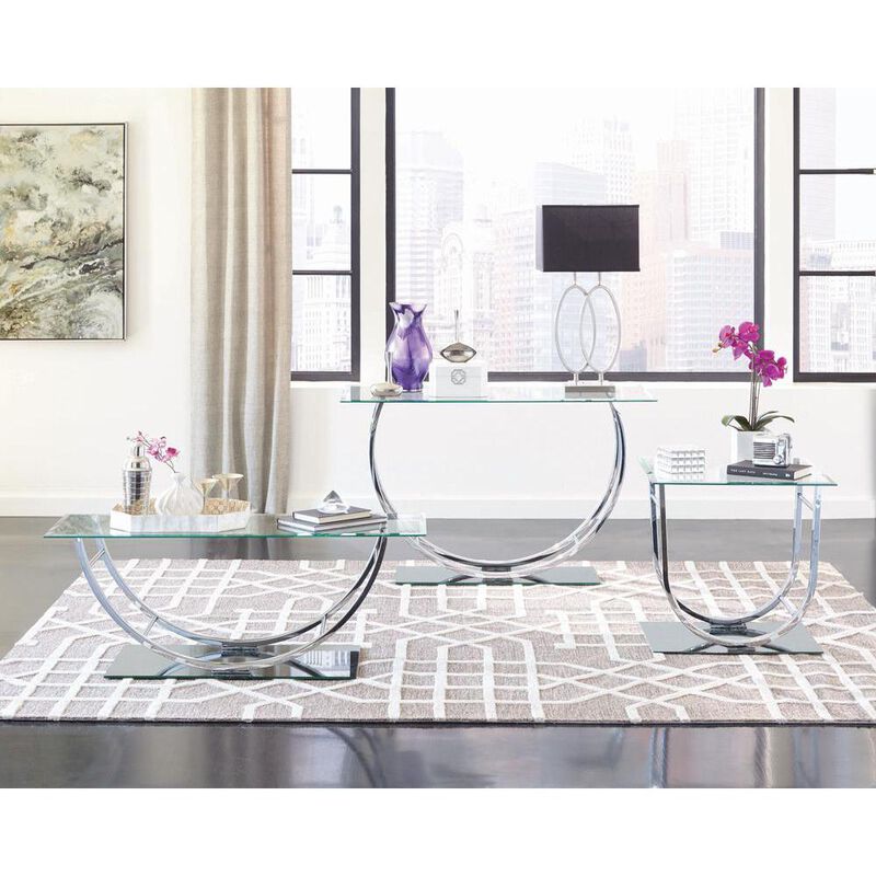 Danville U-shaped Sofa Table Chrome