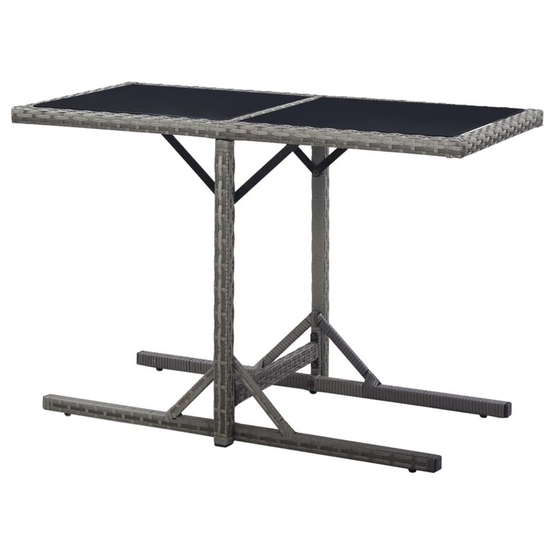 vidaXL Garden Table Anthracite 43.3"x20.9"x28.3" Glass and Poly Rattan