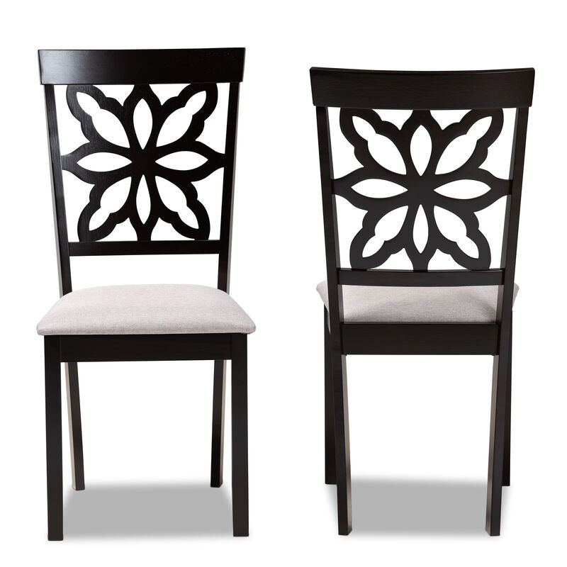 Baxton Studio Samwell Modern Grey Fabric Upholstered Wood 2 Piece Dining Chair Set