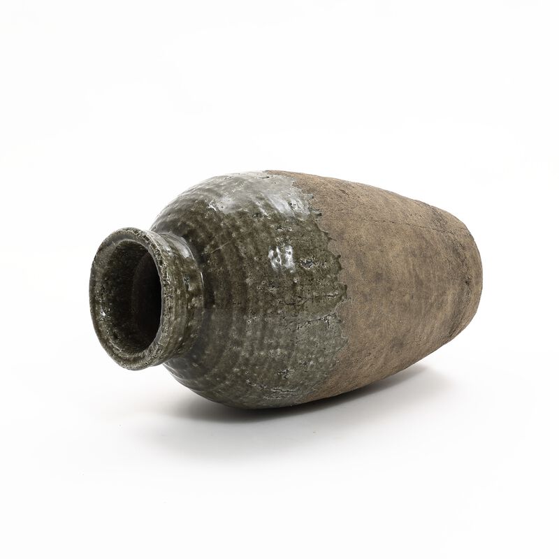 LuxenHome Rustic Brown Stoneware 18.5-Inch Tall Indoor and Outdoor Bud Vase
