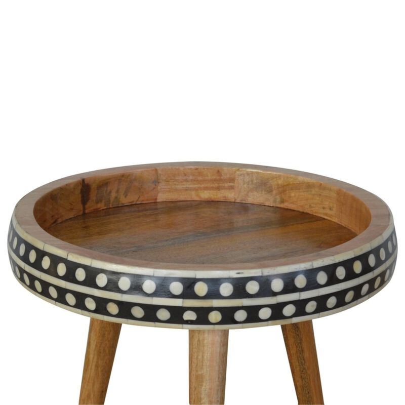 Solid Wood oak-ish Small Patterned Nordic Style End Table