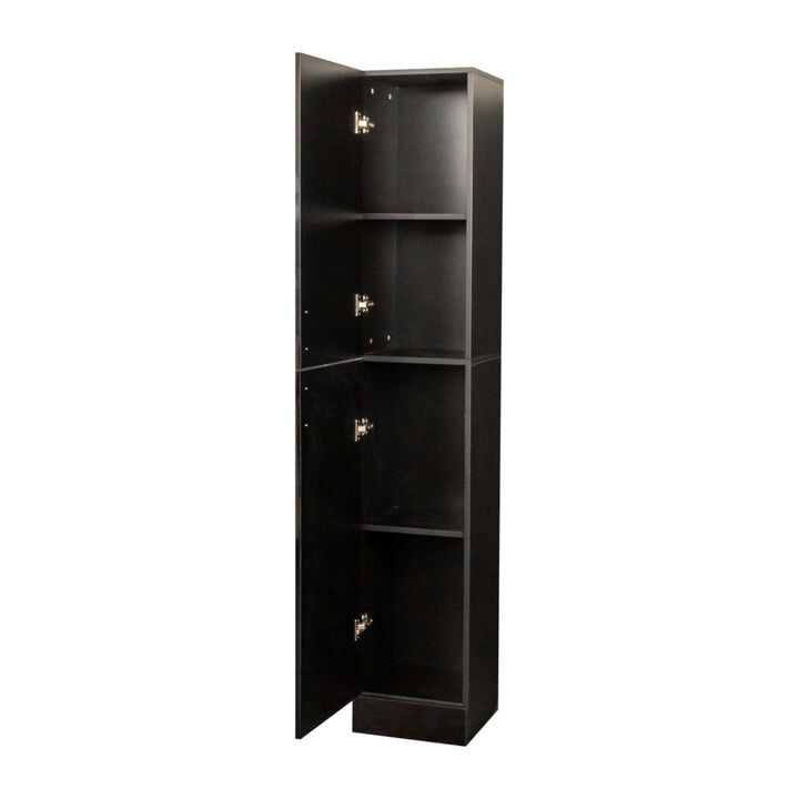 Freestanding Cabinet With Inadjustable Shelves And Two Doors For Kitchen, Dining Room, Black