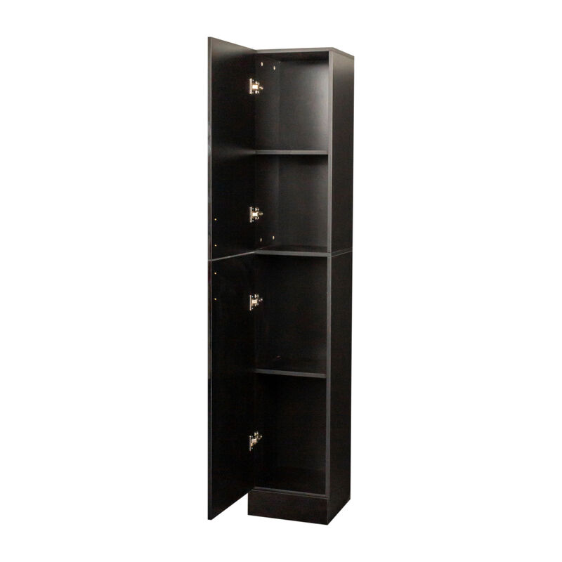 Freestanding Cabinet With Inadjustable Shelves And Two Doors For Kitchen, Dining Room, Black