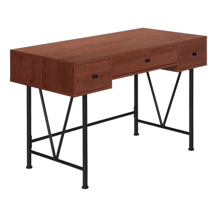 Monarch Specialties I 7671 Computer Desk, Home Office, Laptop, Storage Drawers, 48"L, Work, Metal, Laminate, Brown, Black, Transitional