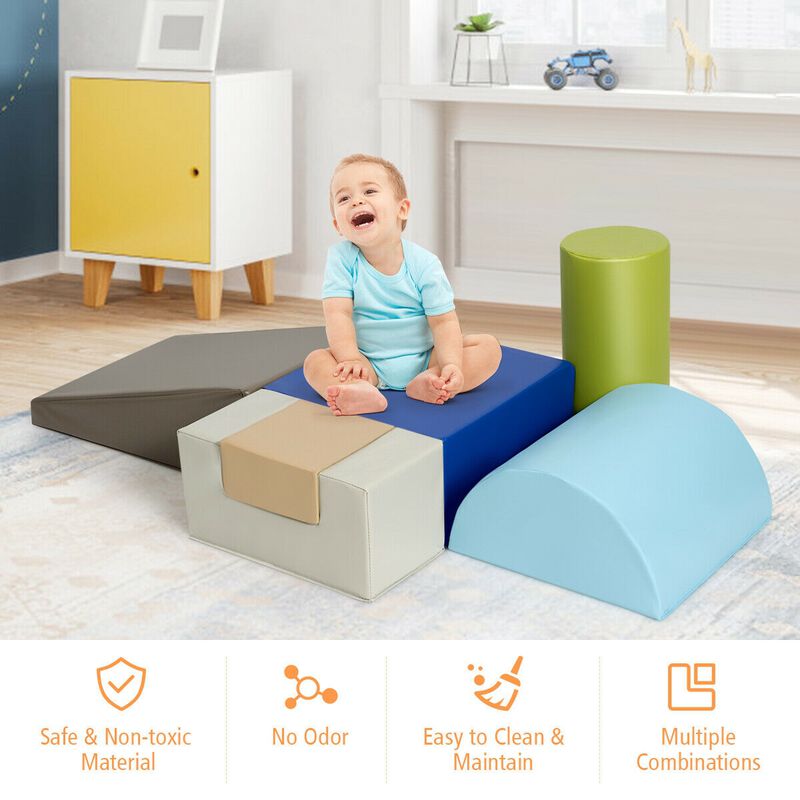 6 Piece Climb Crawl Play Set Indoor Baby Toddler-Grey