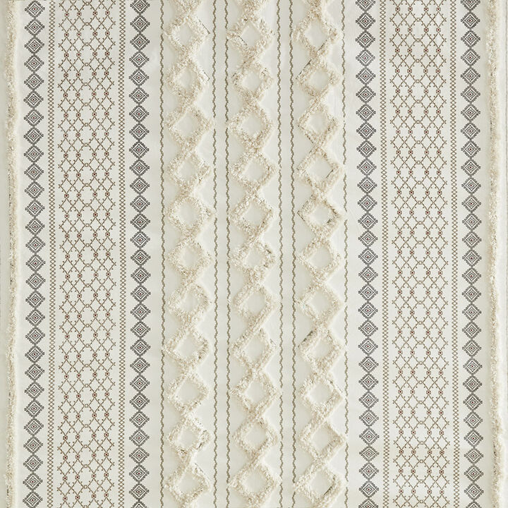 Gracie Mills Modesto Chenille Striped Cotton Printed Shower Curtain