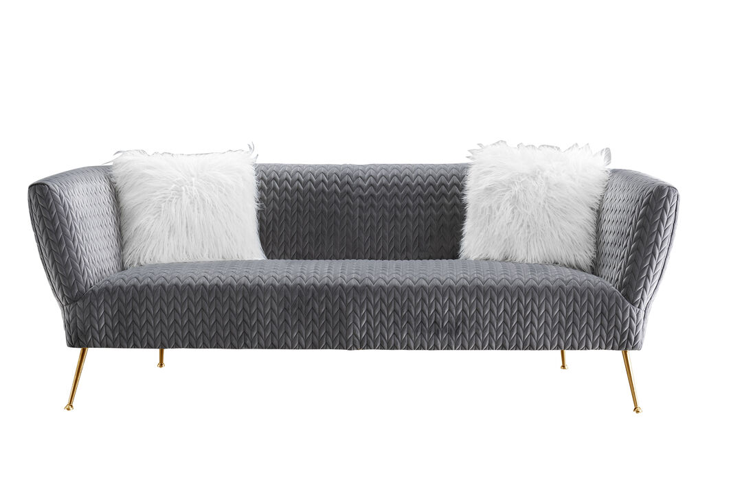 Pasargad Home Noho Collection Lafayette Grey Velvet Sofa