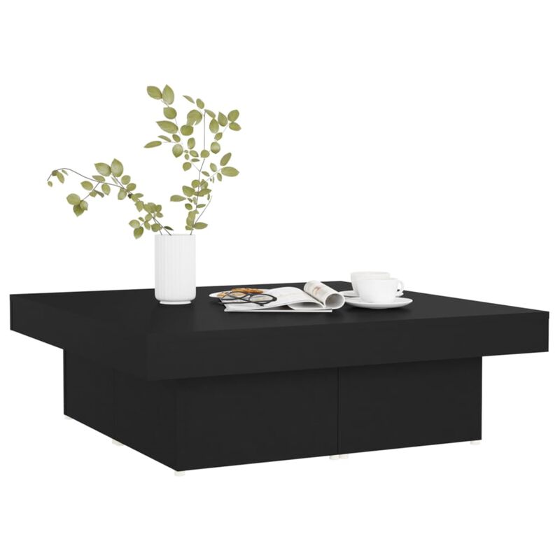 vidaXL Coffee Table Black 35.4"x35.4"x11" Chipboard