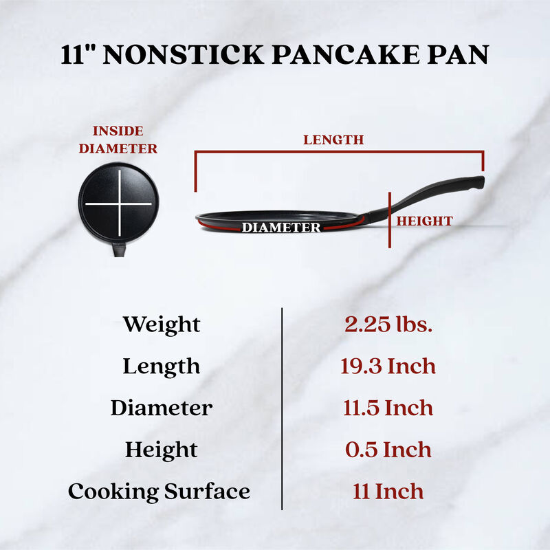 Alva Energy Ceramic Nonstick Griddle Pan 11" Flat Nonstick Cooking Pan for Crepe, Pancake & Dosa, Scratch Resistant, Stay Cool Handle, Non Toxic, Compatible with All Stovetops & Induction Safe