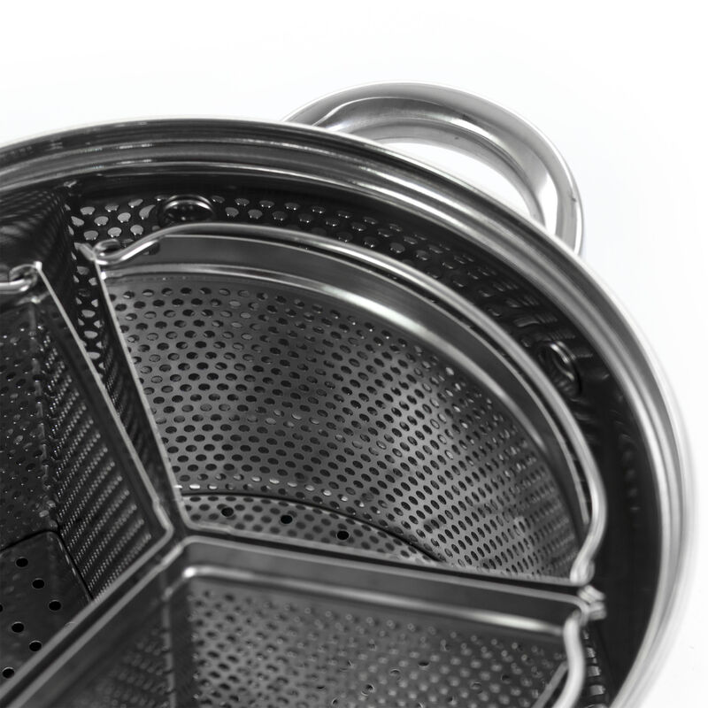 Oster Sangerfield 5 Piece 4 Quart Stainless Steel Dutch Oven with Lid and 3-Section Dividers