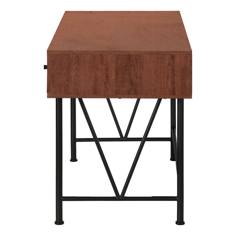 Monarch Specialties I 7671 Computer Desk, Home Office, Laptop, Storage Drawers, 48"L, Work, Metal, Laminate, Brown, Black, Transitional