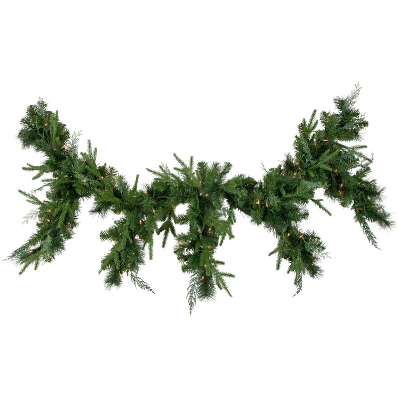 6' x 18" Pre-Lit Mixed Pine Artificial Christmas Icicle Garland  Clear Lights