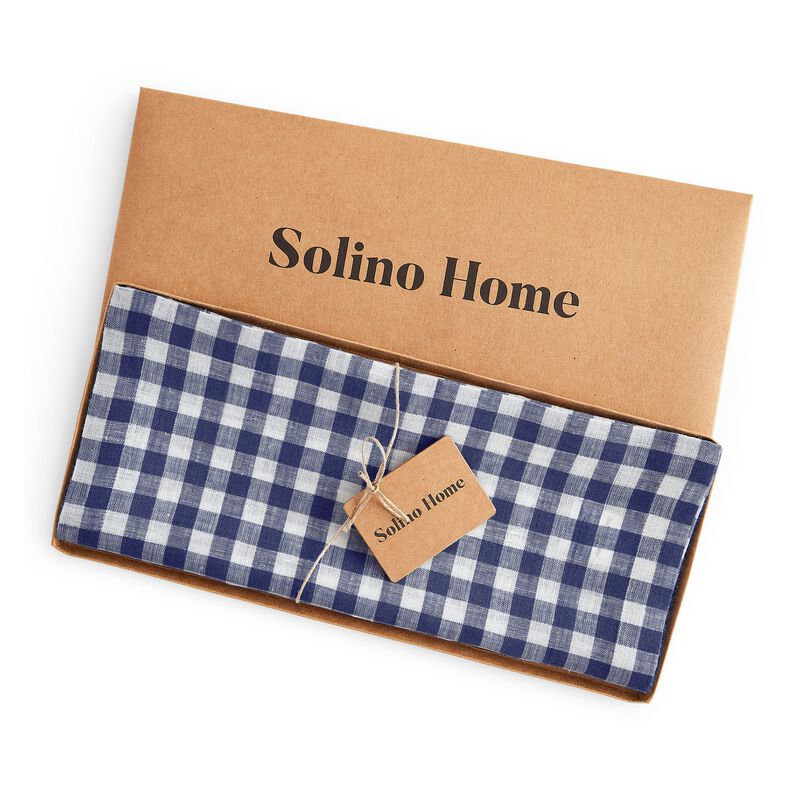 Solino Home 100% Pure Linen Table Runner | Gingham Check
