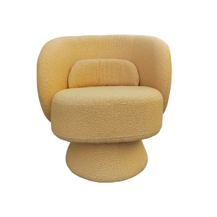 Yellow Swivel Barrel Chair with Toss Pillows