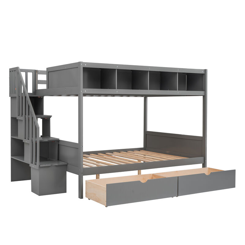 Merax Bunk Bed with Shelves  and Storage Staircase