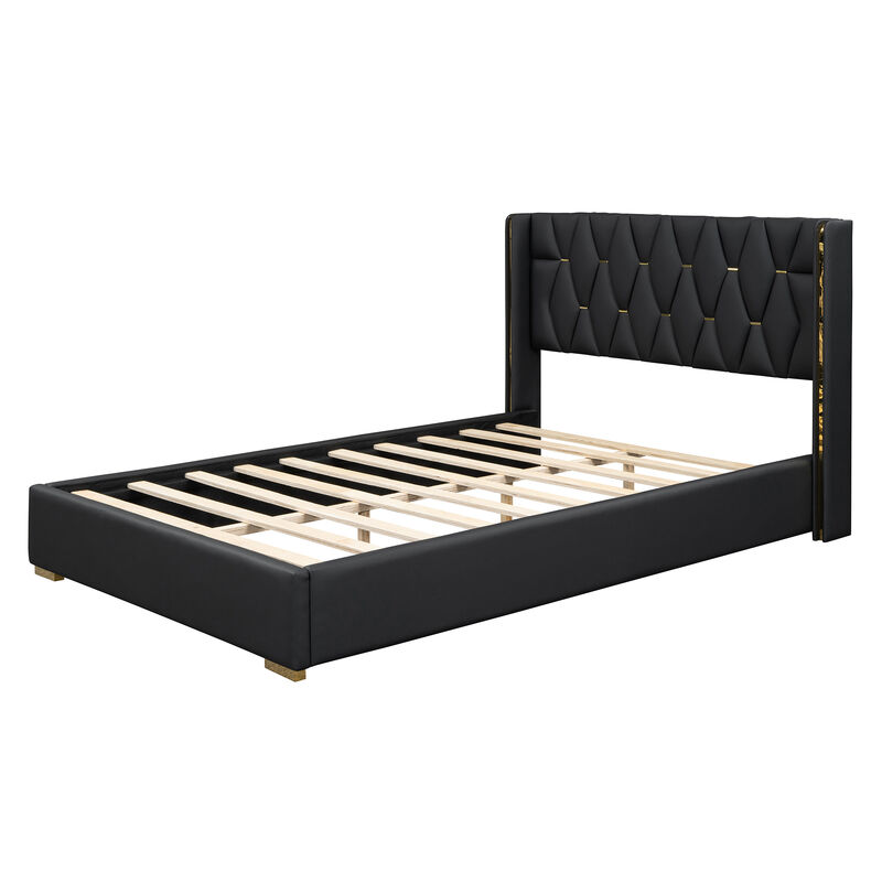 Merax Light Luxurious PU Platform Bed