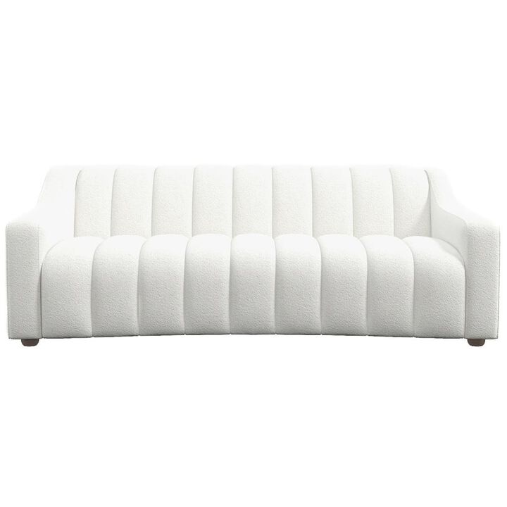 Ashcroft Furniture Co Marcus Mid-Century Modern Luxury Tight Back Cream Boucle Couch