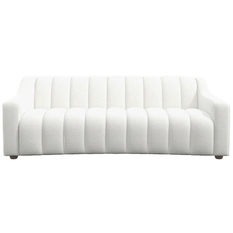 Ashcroft Furniture Co Marcus Mid-Century Modern Luxury Tight Back Cream Boucle Couch