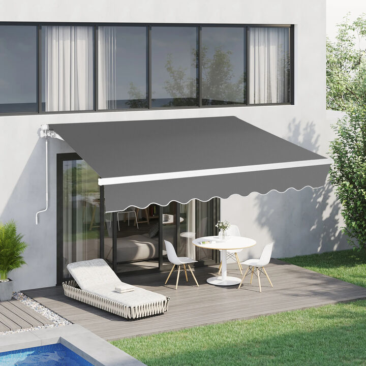 Retractable Awning with Aluminum Alloy Frame, Polyester Cloth for Outdoor Patio Protection