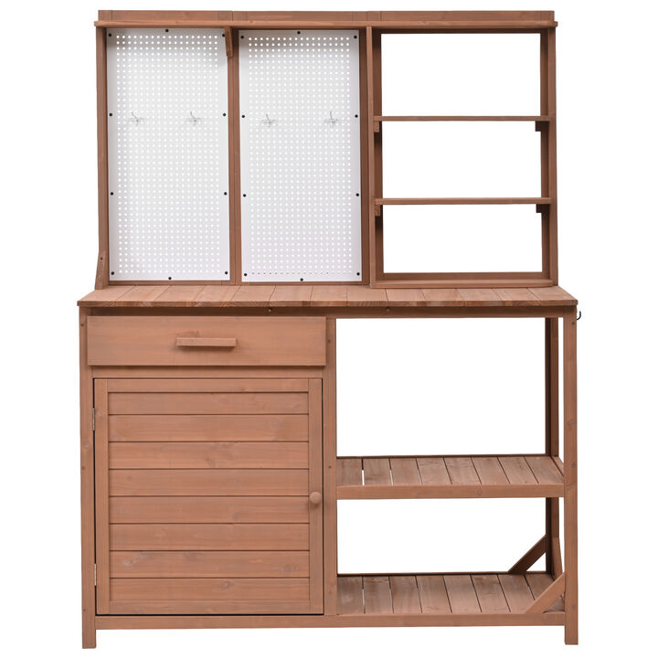 Merax Fir Wood Potting Bench with Hutch