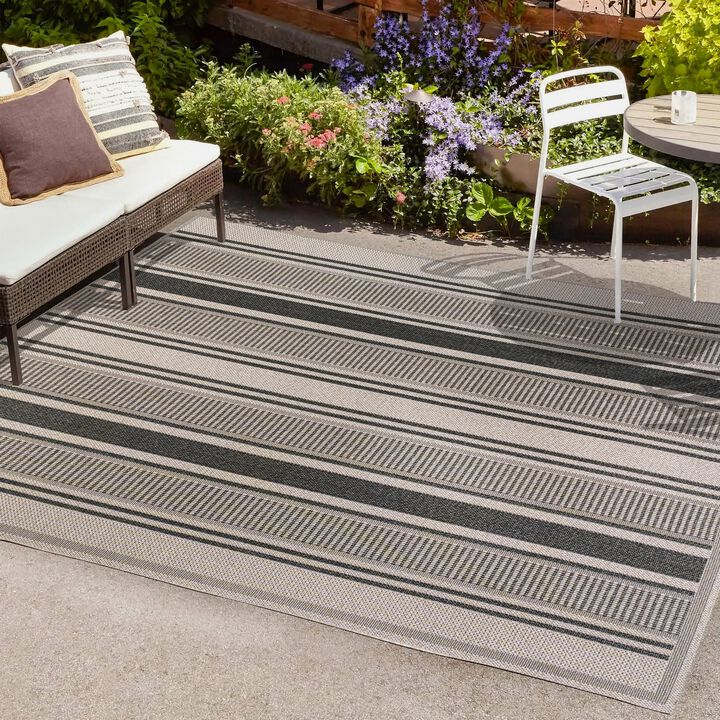 Haynes Modern Double Stripe Indoor/Outdoor Area Rug