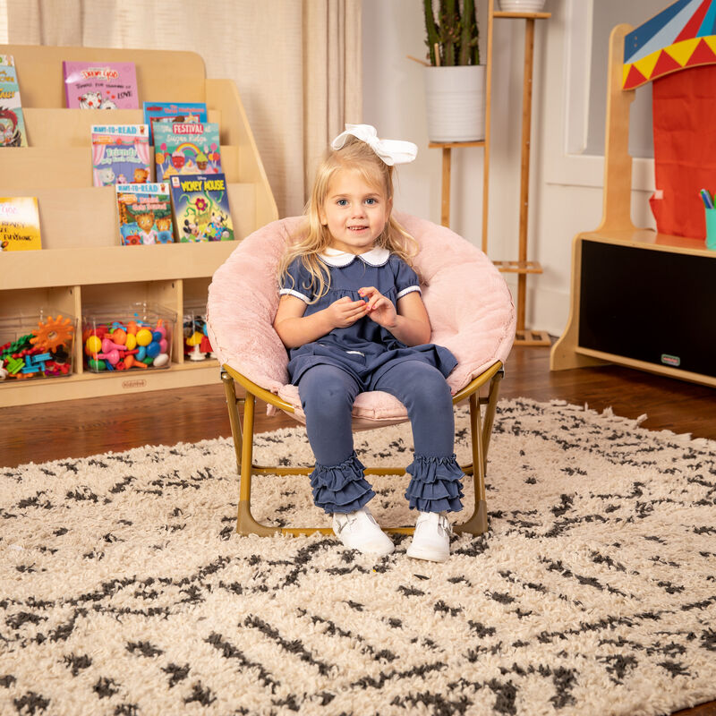 Blush Kids Fur Moon Chair - Benzara