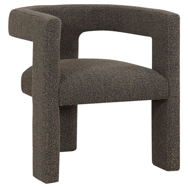Hellen Accent Side Chair, Fully Upholstered Chocolate Brown Boucle Fabric - Benzara