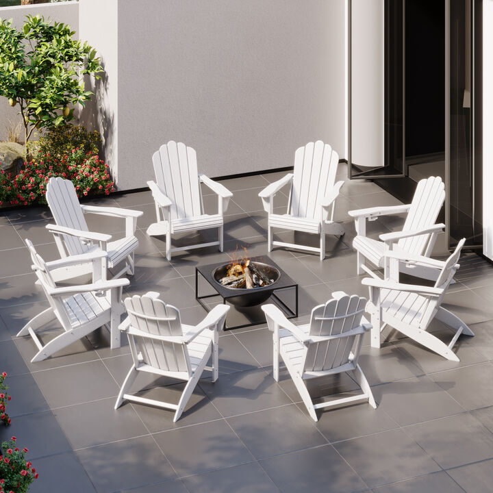 WestinTrends Outdoor Patio HDPE Adirondack Chairs With Cup Holders (Set of 8)