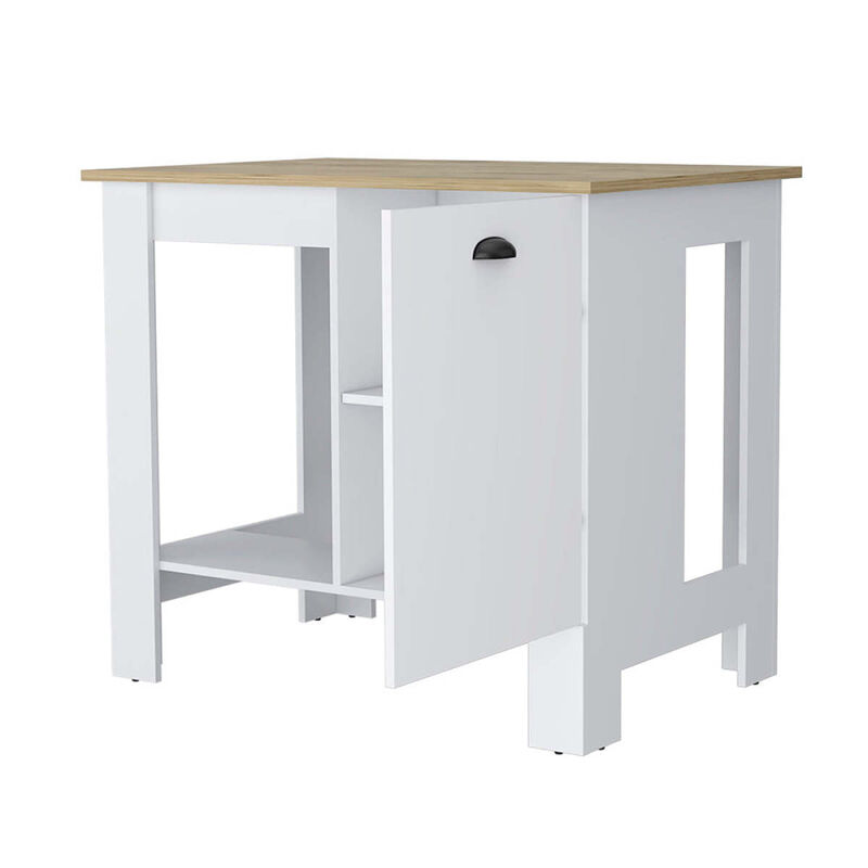 Streamdale Vancouver 1-Door Kitchen Island With Open Shelf White And Macadamia