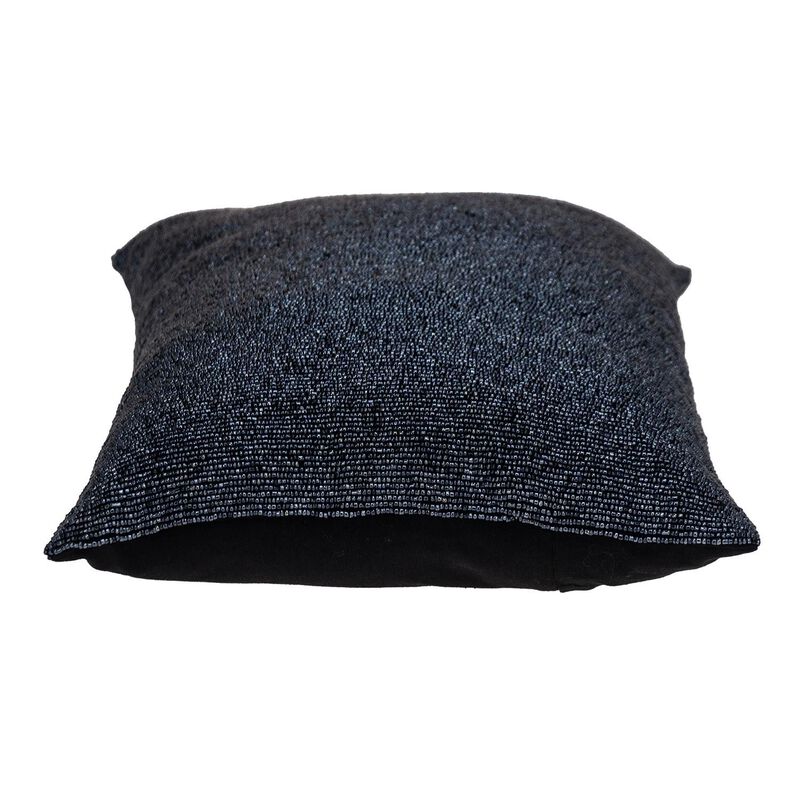 Hivvago Shimmering Metallic Blue Beaded Luxury Throw Pillow