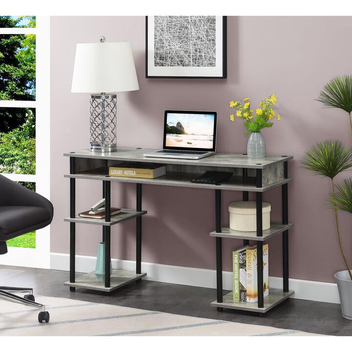 Convenience Concepts Designs2Go No Tools Student Desk with Shelves, Faux Birch/Black