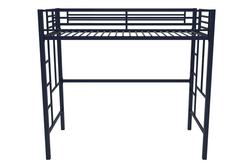 Atwater Living Grace Twin Metal Loft Bed with Two Ladders and Safety Railings