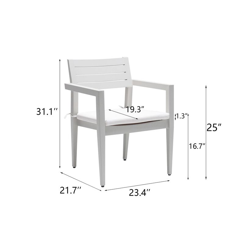 MONDAWE 4 Pieces Outdoor Patio Aluminum Stationary Dining Chairs with Outdoor-grade Sunbrella Fabric Cushions and Tapered Feet,Grayish