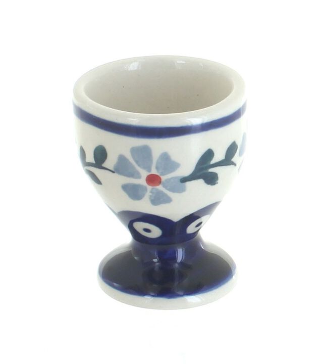 Blue Rose Polish Pottery Red Daisy Egg Cup