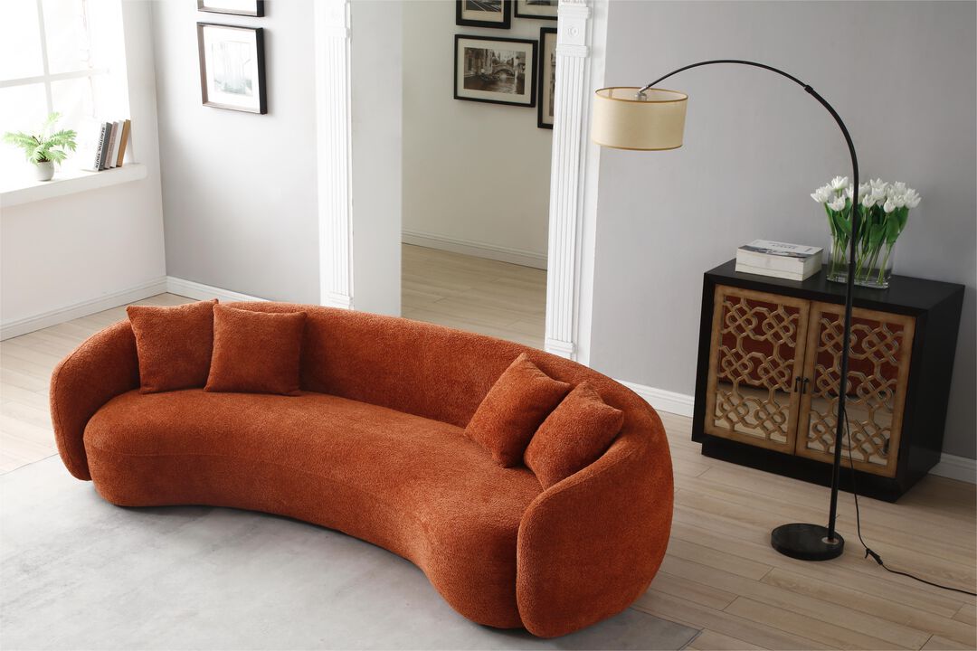 5 Seater Sofa Modern Sectional Half Moon Leisure Couch Curved Sofa in Teddy Fleece
