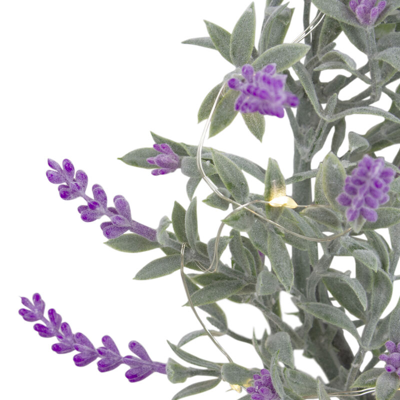 Pre-Lit Battery Operated Lavender Spring Wreath- 16" - White LED Lights