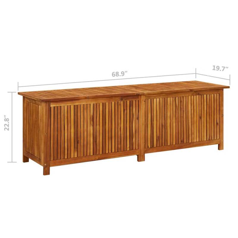 Outdoor Storage Box, Waterproof PE Bag, 69 Inch Brown Acacia Wood - Benzara