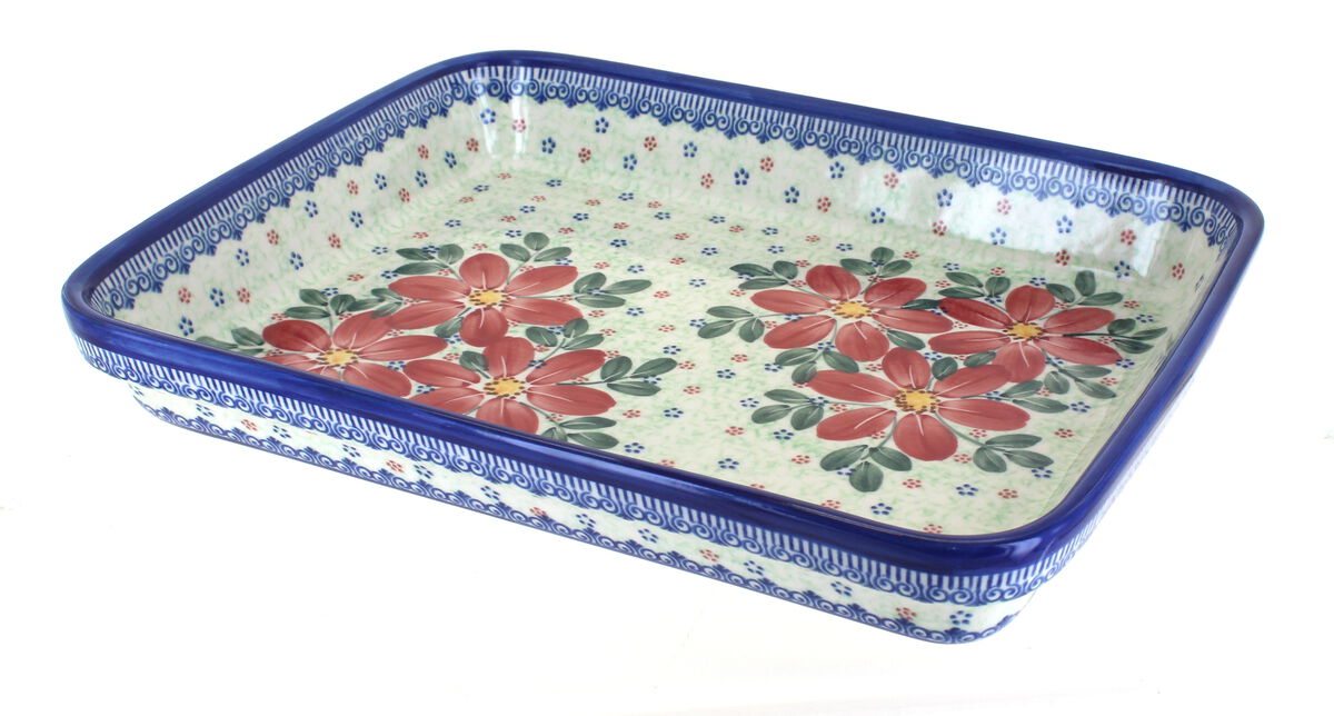 Blue Rose Polish Pottery Savannah Medium Rectangular Baker