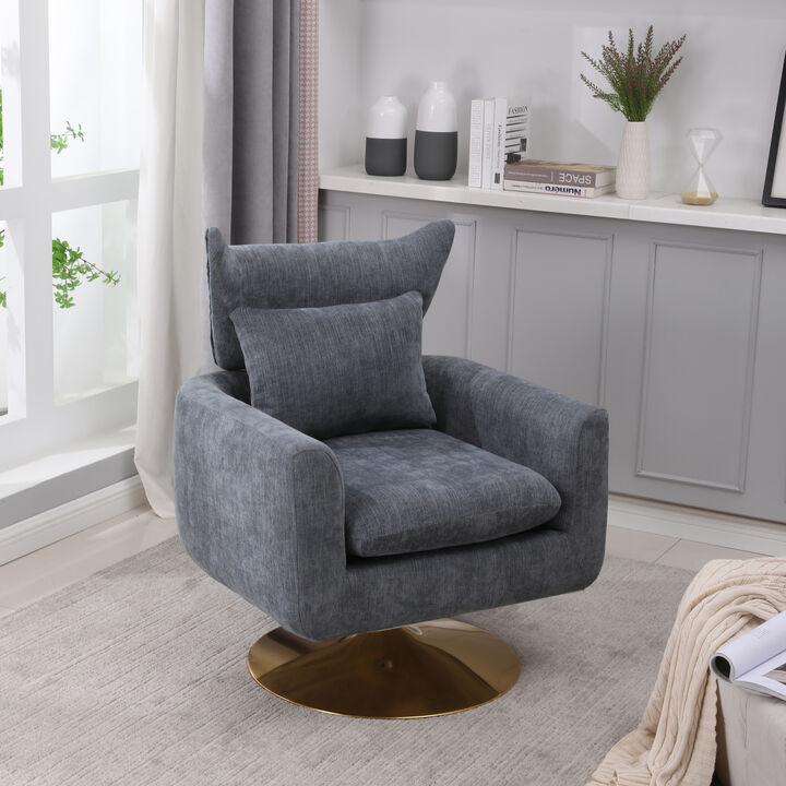 Classic Mid-Century 360-Degree Swivel Accent Chair, Dusty Linen