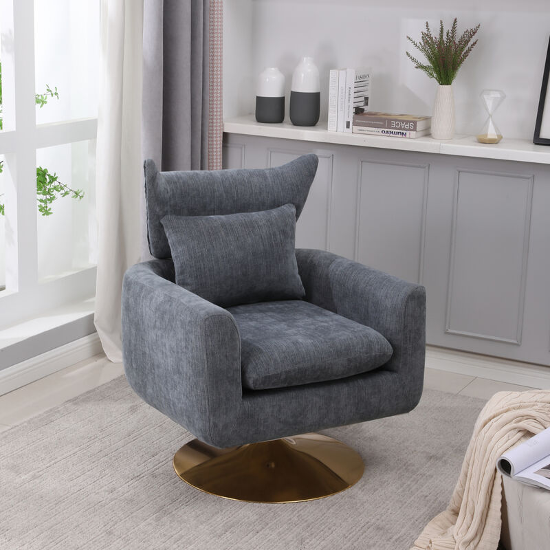 Classic Mid-Century 360-Degree Swivel Accent Chair, Dusty Linen