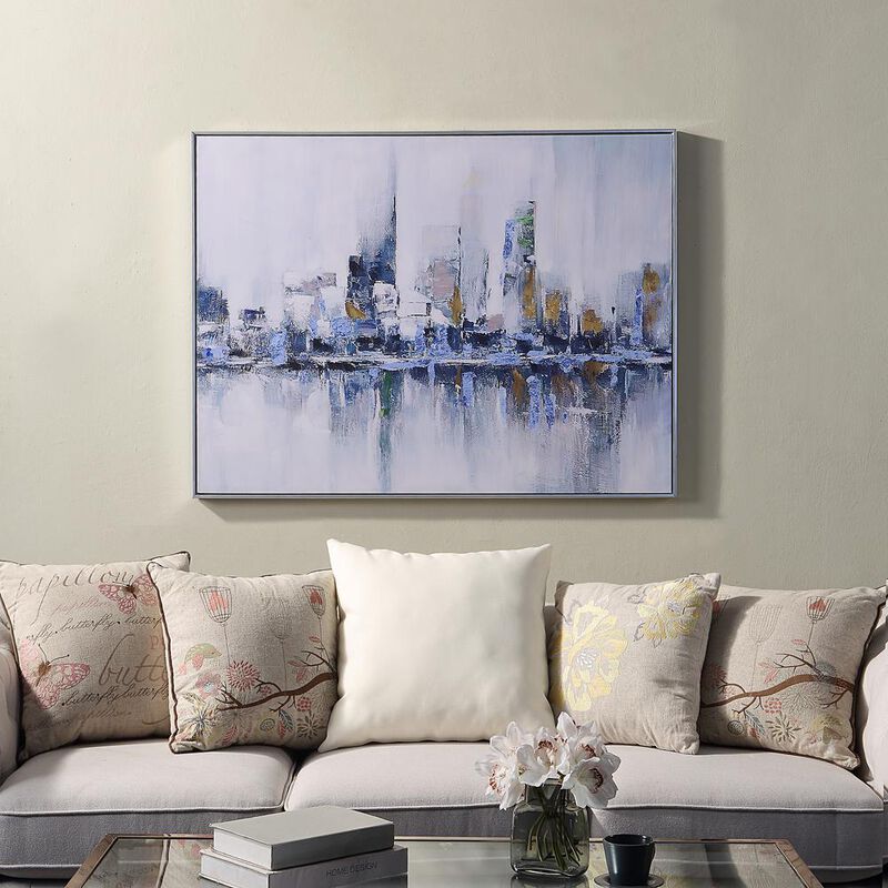 Carolina Living Cityscape Abstract Wall Art - Silver Frame - Large