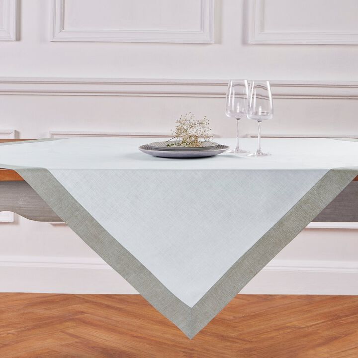Solino Home 100% Pure Linen Table Throw 52 x 52 Inch | Festive Edge