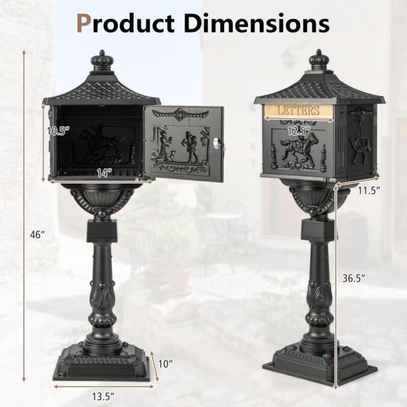 Hivvago Retro Cast Aluminum Mailbox Security Postal Letter Box with Baffle Door