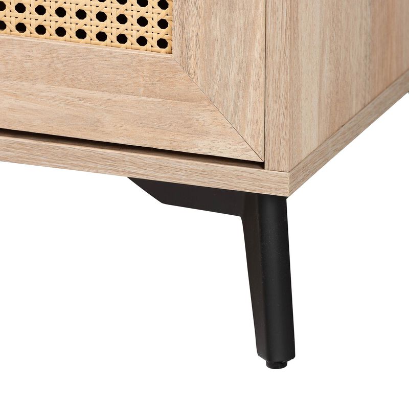 Baxton Studio Pavone Mid Century Modern Oak Brown Wood Kitchen Cabinet