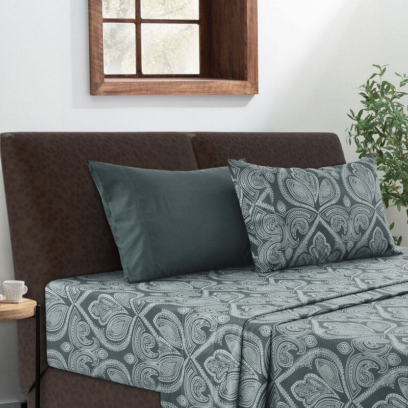 Lux Decor Collection Bed Sheets - Brushed Microfiber Paisley Sheet Set