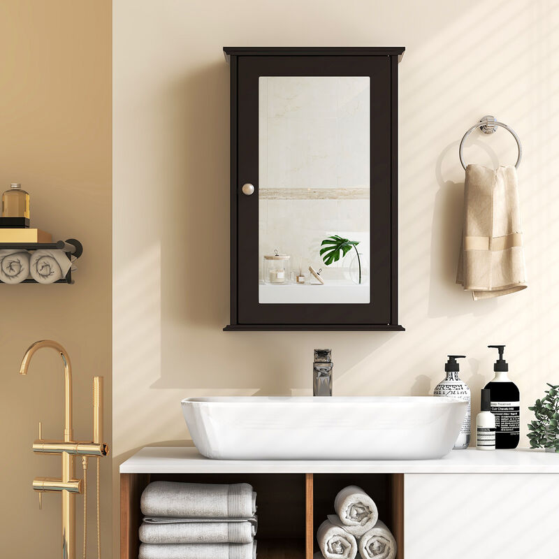 Bathroom Wall Cabinet with Single Mirror Door
