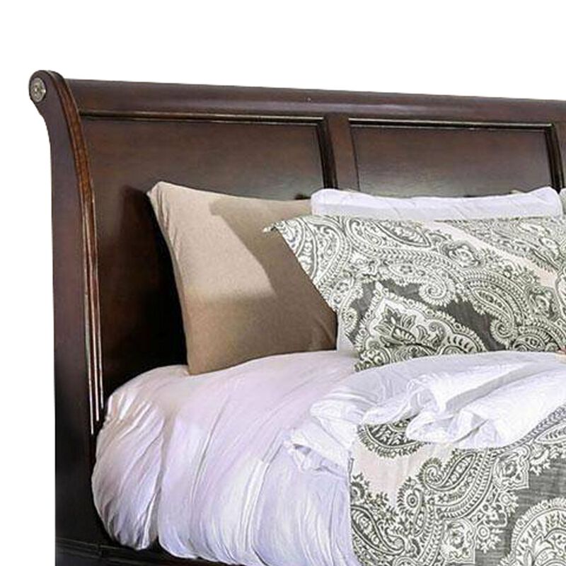 Transitional California King Wooden Bed with Multiple Bottom Drawers, Brown-Benzara